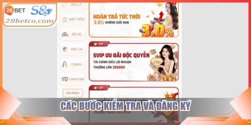 Các bước kiểm tra và đăng ký