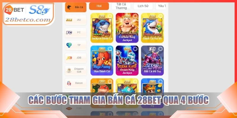 Các bước tham gia bắn cá 28bet qua 4 bước