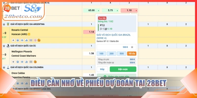 Điều cần nhớ về phiếu dự đoán tại 28bet