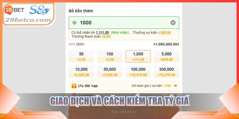 Giao dịch và cách kiểm tra tỷ giá