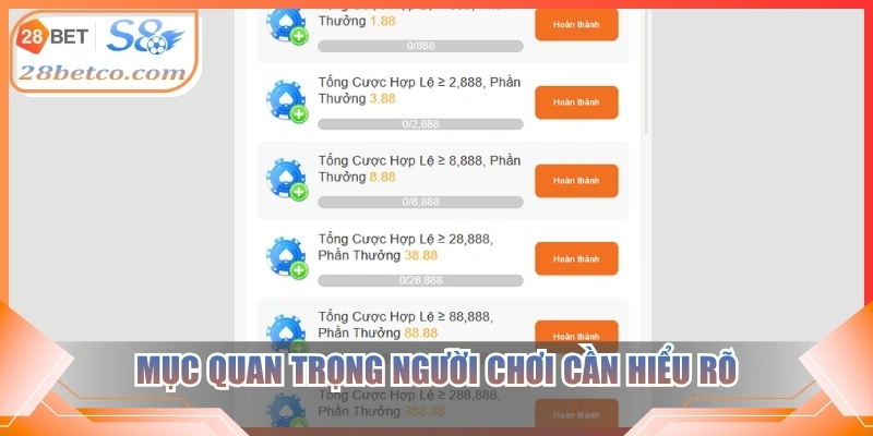 Mục quan trọng người chơi cần hiểu rõ