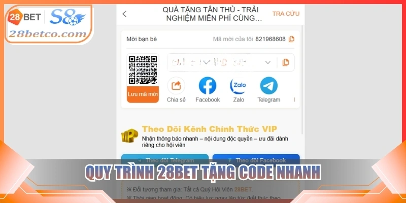 Quy trình 28bet tặng code nhanh