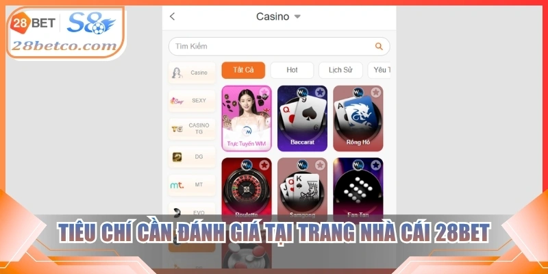 Tiêu chí cần đánh giá tại trang nhà cái 28bet